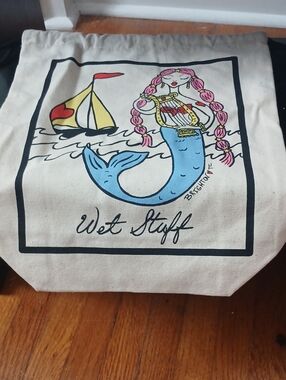 Righton Wet Stuff Canvas Tote Bag with Mermaid Print - Unbranded